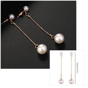 LONG FAUX PEARL EARRING
